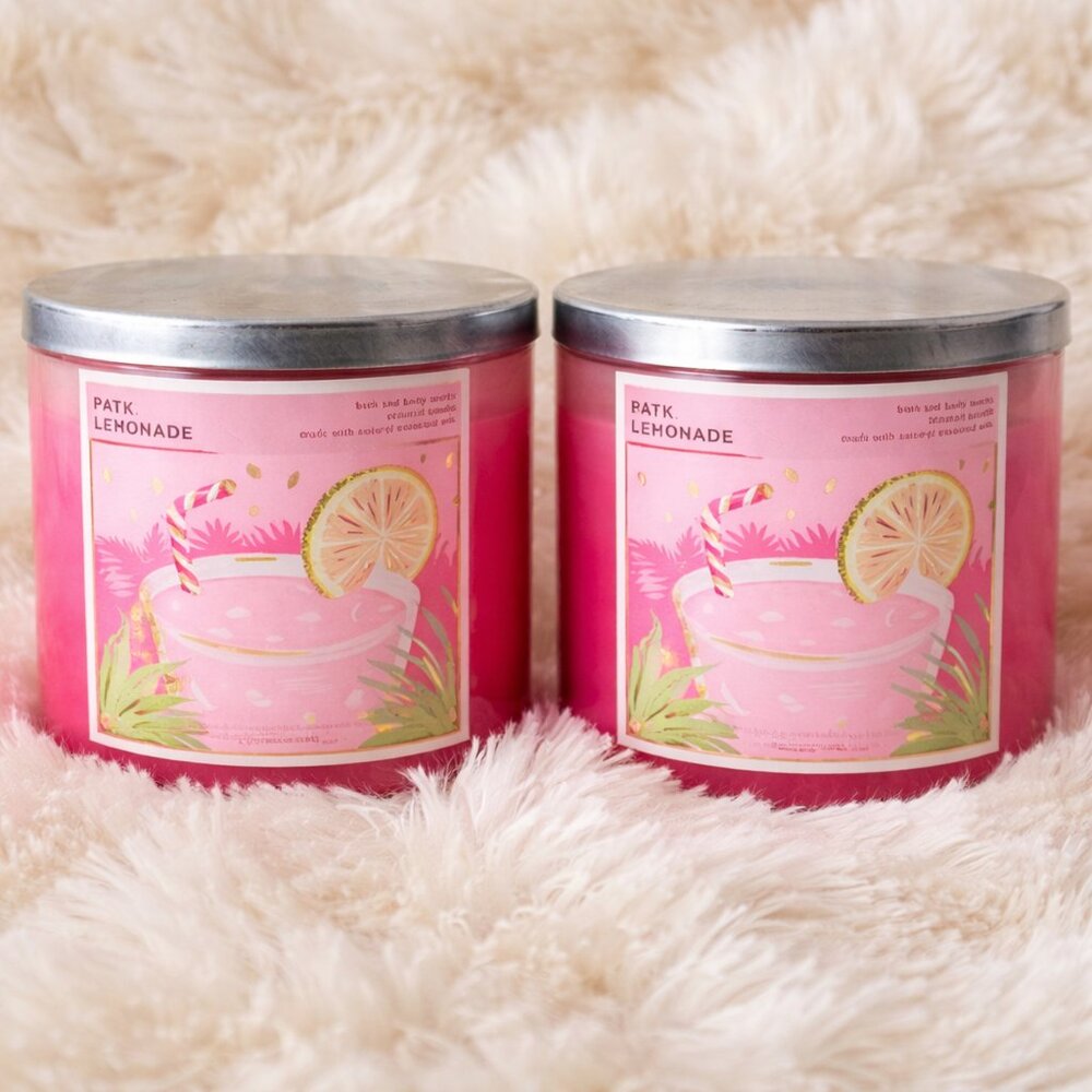 Bath & Body Works Pink Lemonade 3-Wick Candle Lot of 2 | Rare HTF